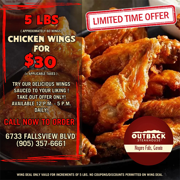 Wing Lovers Rejoice! Outback's Limited-Time Wing Deal is Here - Niagara Falls Restaurants